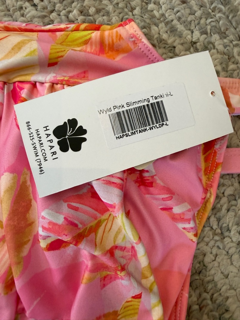 NWT Hapari Pink Tropical Tankini Top Size L Ruched Floral Swim Top - Picture 8 of 10
